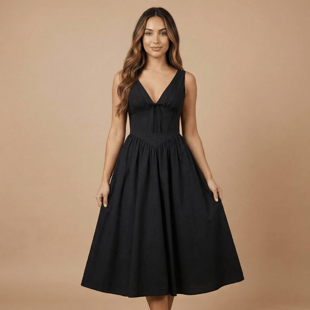 Women's Wedding Guest Floral V Neck Midi Dress