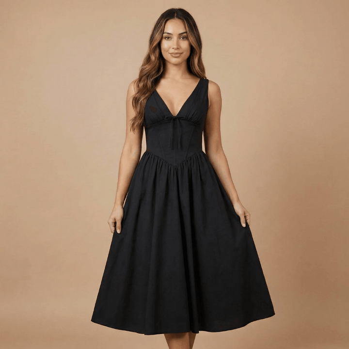 Women's Wedding Guest Floral V Neck Midi Dress