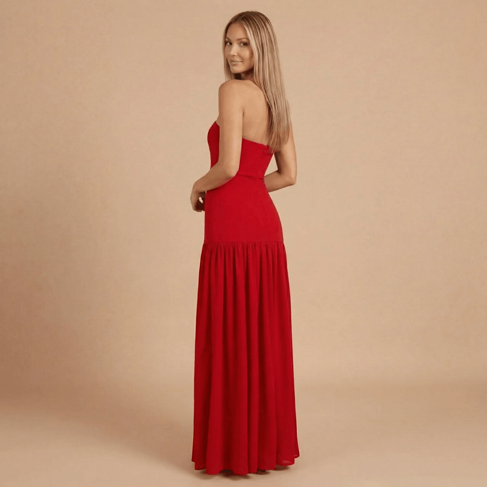 Women's Wedding Guest Strapless Maxi Dress With Split