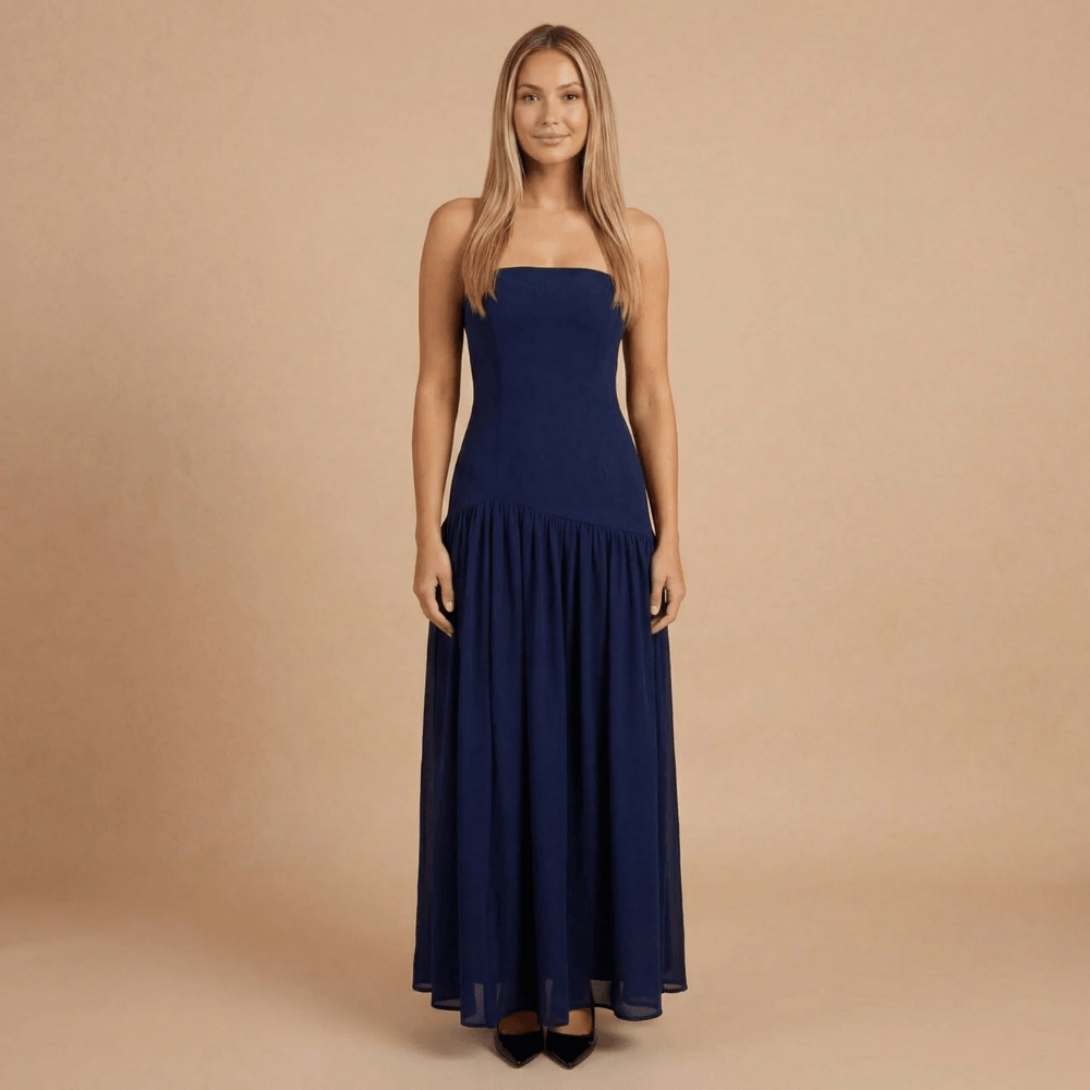 Women's Wedding Guest Strapless Maxi Dress With Split