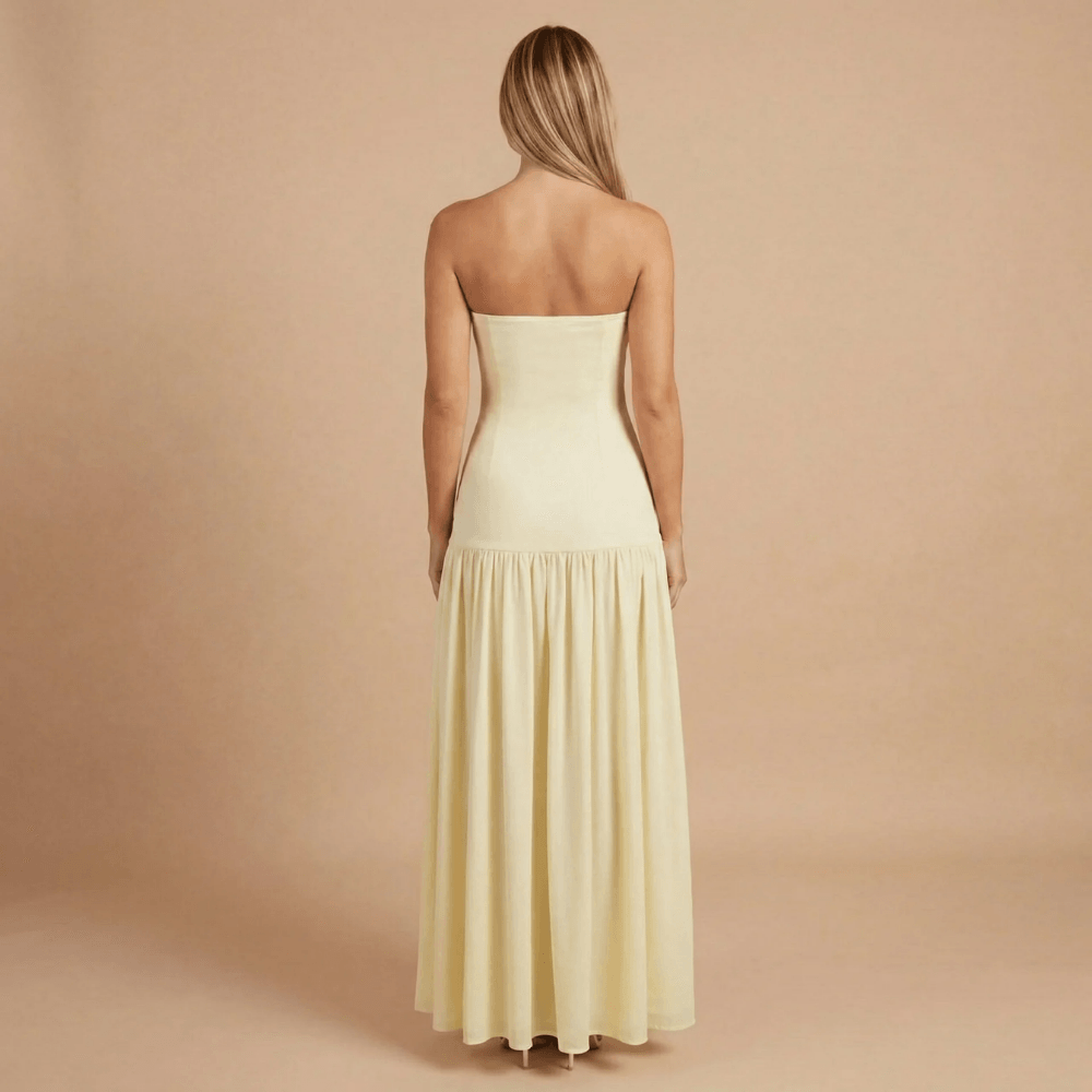 Women's Wedding Guest Strapless Maxi Dress With Split