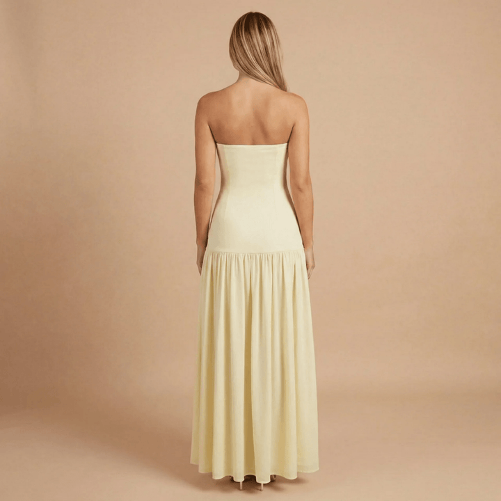 Women's Wedding Guest Strapless Maxi Dress With Split