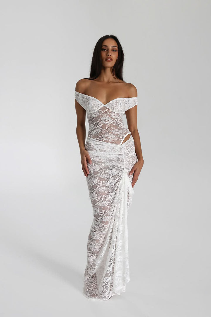 Women's Cocktail Off Shoulder Lace Maxi Dress