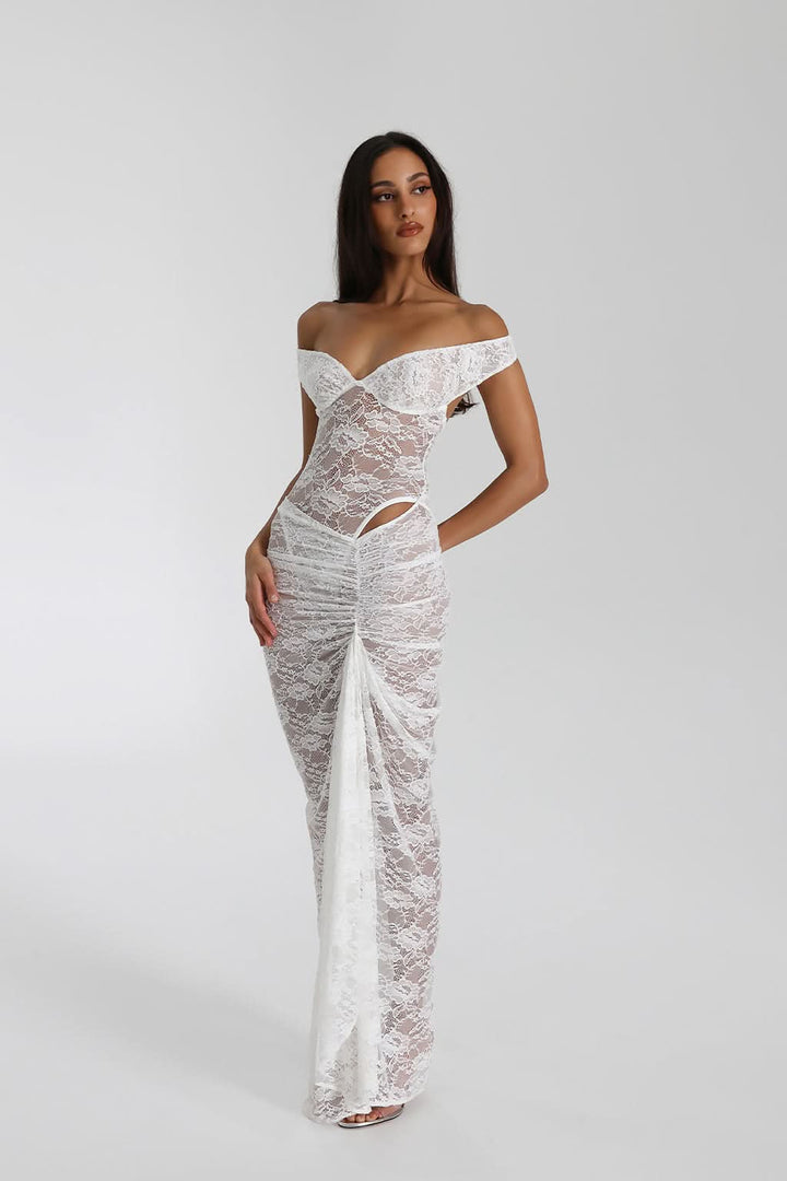 Women's Cocktail Off Shoulder Lace Maxi Dress
