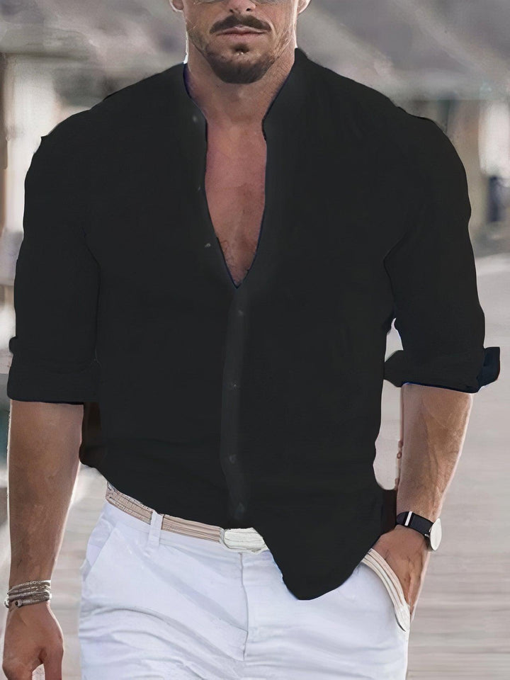 Chad | Men's Summer Cotton-Linen Henley Shirt