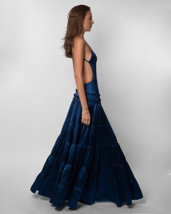 Women's Wedding Guest V Neck Cutout Maxi Dress