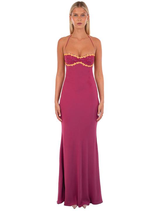 Women's Prom Sweetheart Sequin Trim Maxi Dress