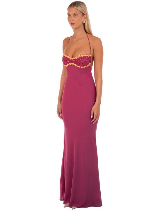 Women's Prom Sweetheart Sequin Trim Maxi Dress