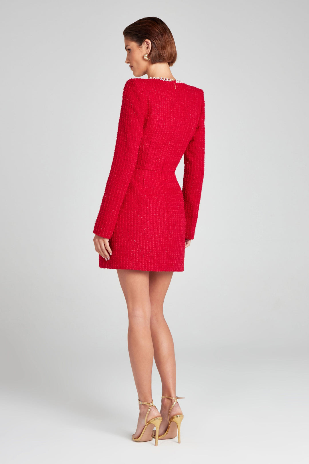 Women's Cocktail Square Neck Long Sleeve Mini Dress