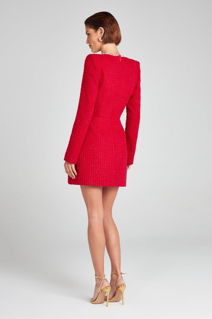 Women's Cocktail Square Neck Long Sleeve Mini Dress