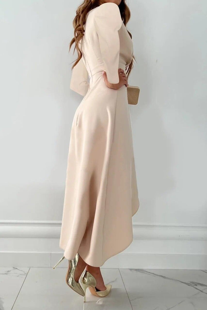 Women's Cocktail V Neck Long Sleeve Midi Wrap Dress