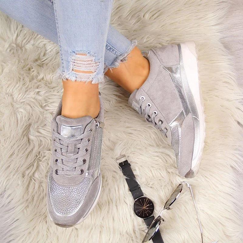 Kelly | Women's Sparkly Platform Lace-Up Sneakers