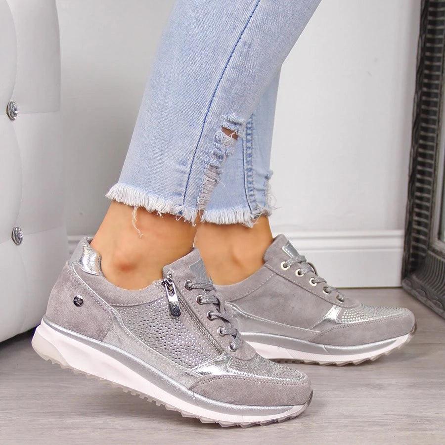 Kelly | Women's Sparkly Platform Lace-Up Sneakers