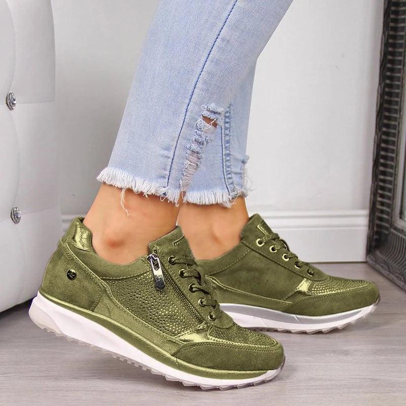 Kelly | Women's Sparkly Platform Lace-Up Sneakers