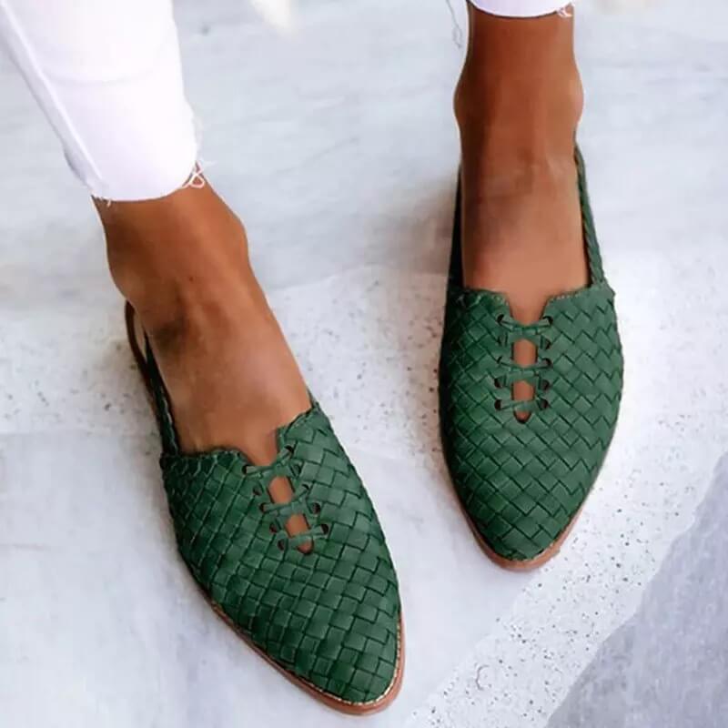Paige | Women's Woven Lace-Up Pointed Toe Mule Flats