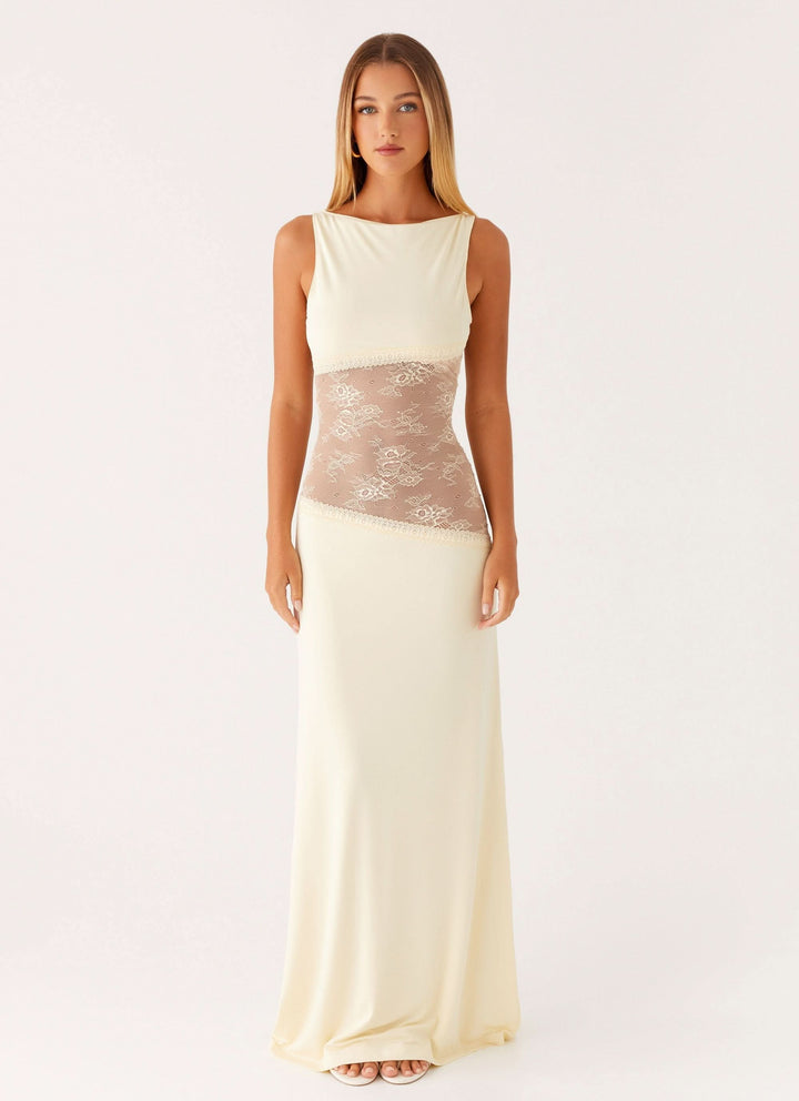 Women's Cocktail Sleeveless Lace Cutout Maxi Dress