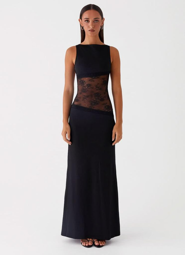 Women's Cocktail Sleeveless Lace Cutout Maxi Dress