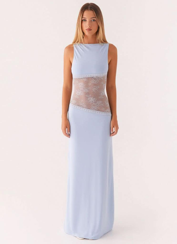 Women's Cocktail Sleeveless Lace Cutout Maxi Dress