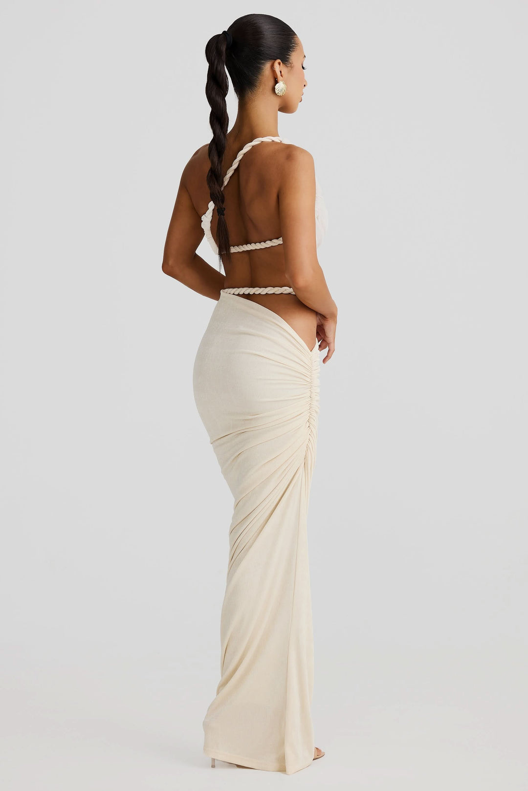 Women's Cocktail Ruched Cutout Maxi Dress Two Piece Set