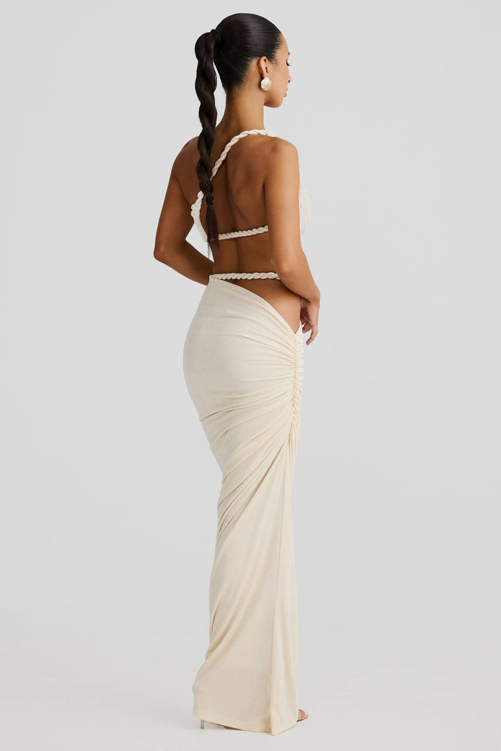 Women's Cocktail Ruched Cutout Maxi Dress Two Piece Set
