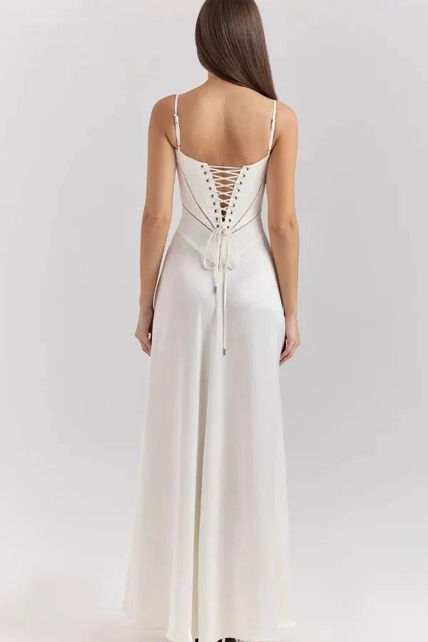 Women's Prom Satin Square Neck Maxi Dress