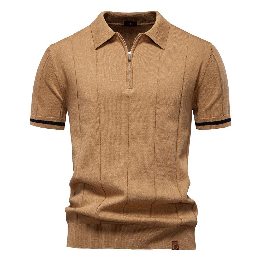 Peter | Men's Half Zip Textured Knit Polo Shirt