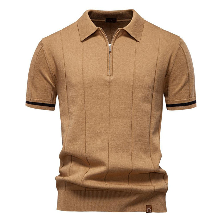 Peter | Men's Half Zip Textured Knit Polo Shirt