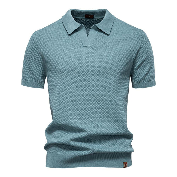 Harry | Men's Waffle Knit Johnny Collar Polo Shirt