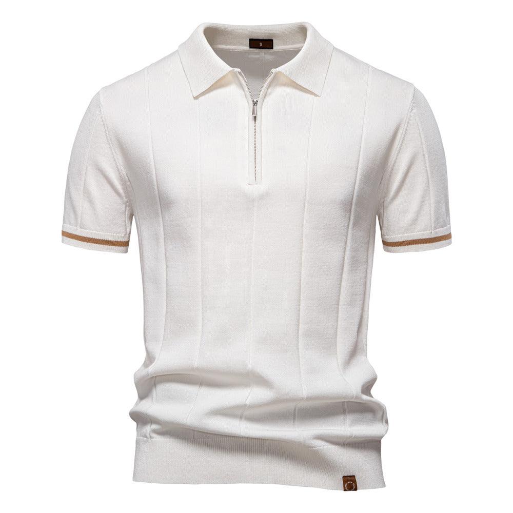 Peter | Men's Half Zip Textured Knit Polo Shirt – Grand Fiore London
