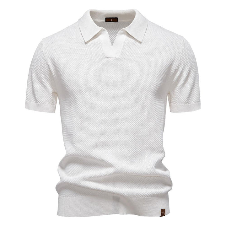 Harry | Men's Waffle Knit Johnny Collar Polo Shirt