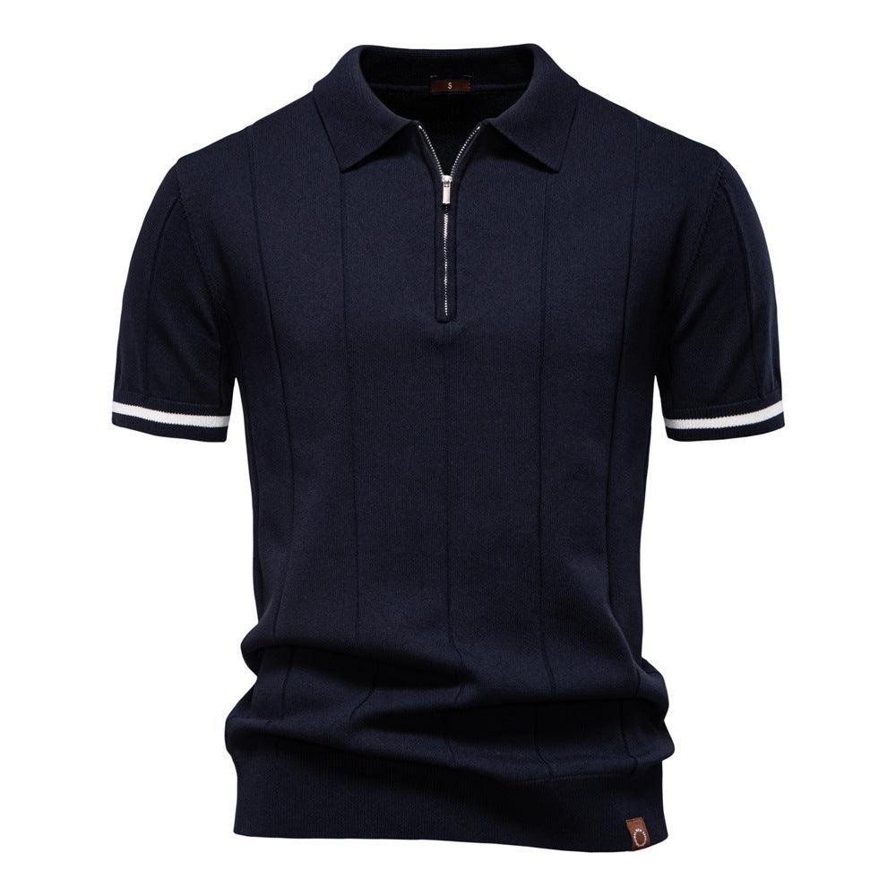 Peter | Men's Half Zip Textured Knit Polo Shirt – Grand Fiore London