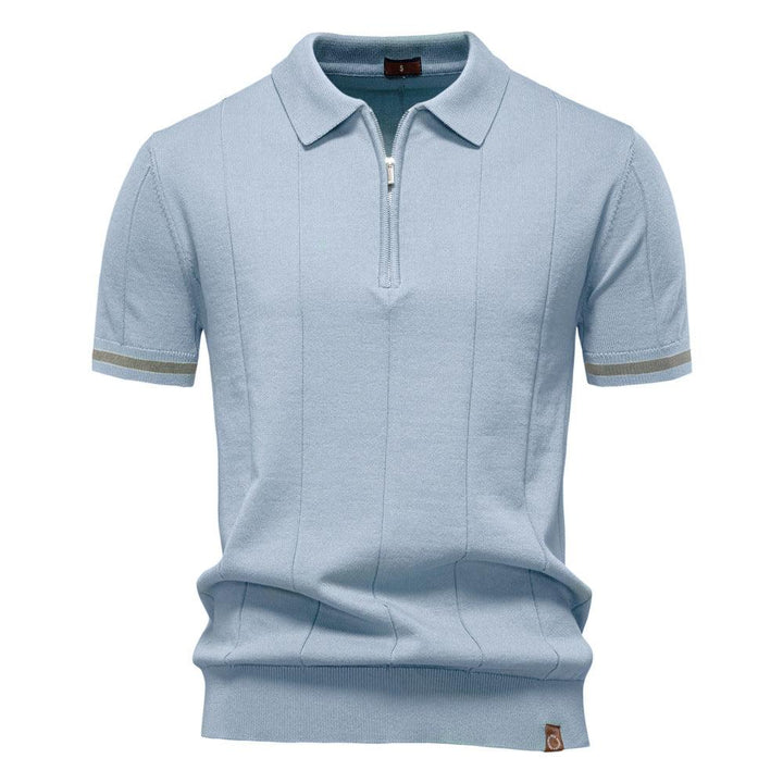 Peter | Men's Half Zip Textured Knit Polo Shirt