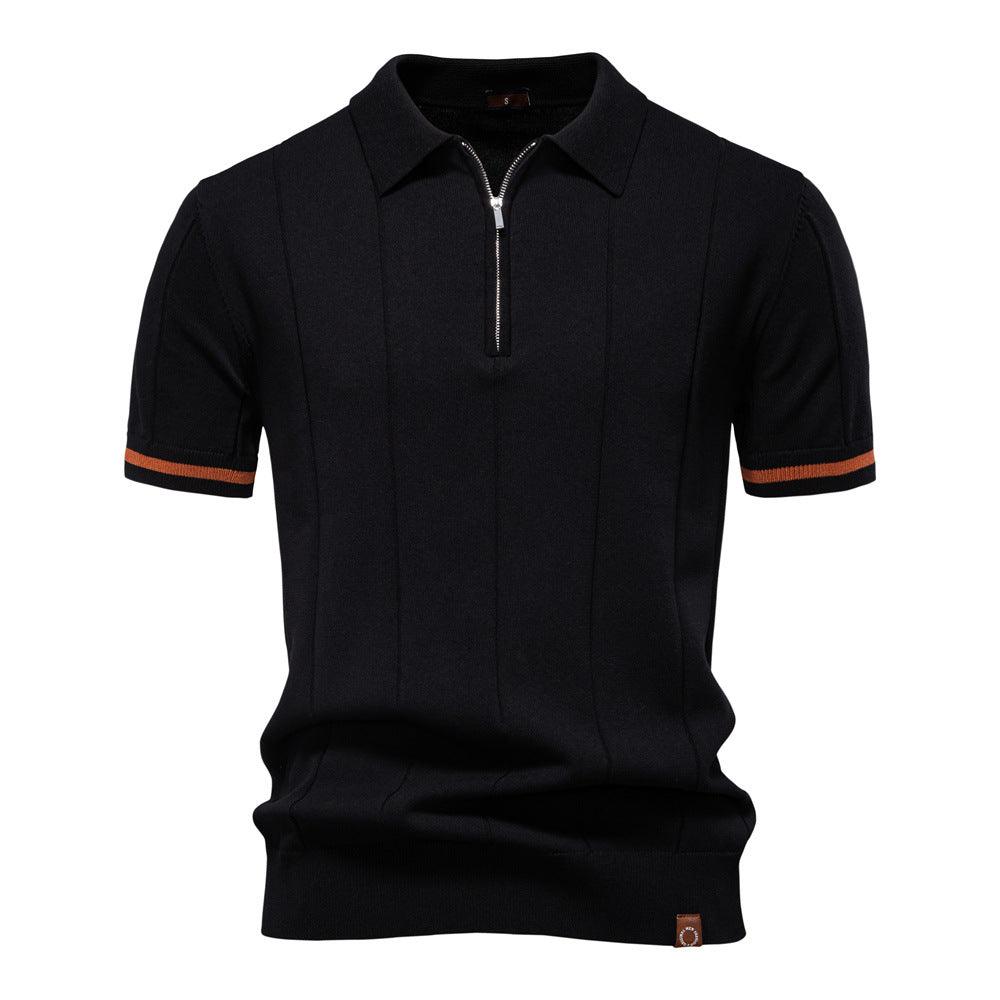 Peter | Men's Half Zip Textured Knit Polo Shirt – Grand Fiore London