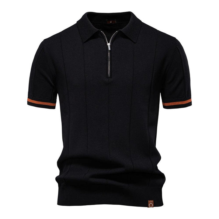 Peter | Men's Half Zip Textured Knit Polo Shirt