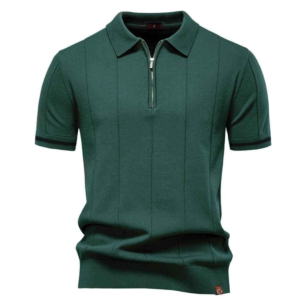 Peter | Men's Half Zip Textured Knit Polo Shirt