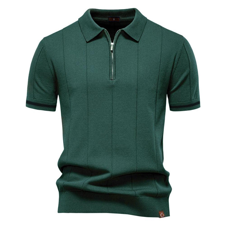 Peter | Men's Half Zip Textured Knit Polo Shirt