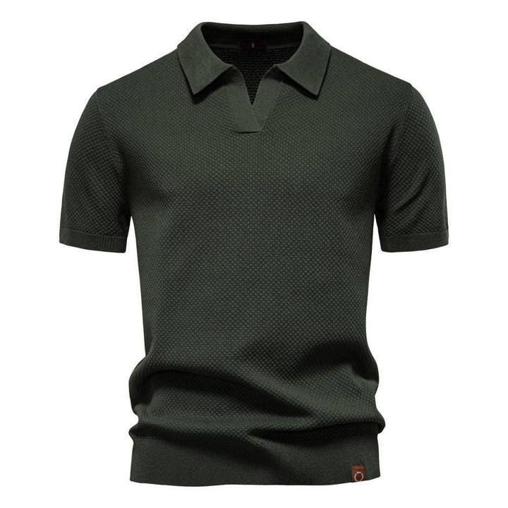 Harry | Men's Waffle Knit Johnny Collar Polo Shirt