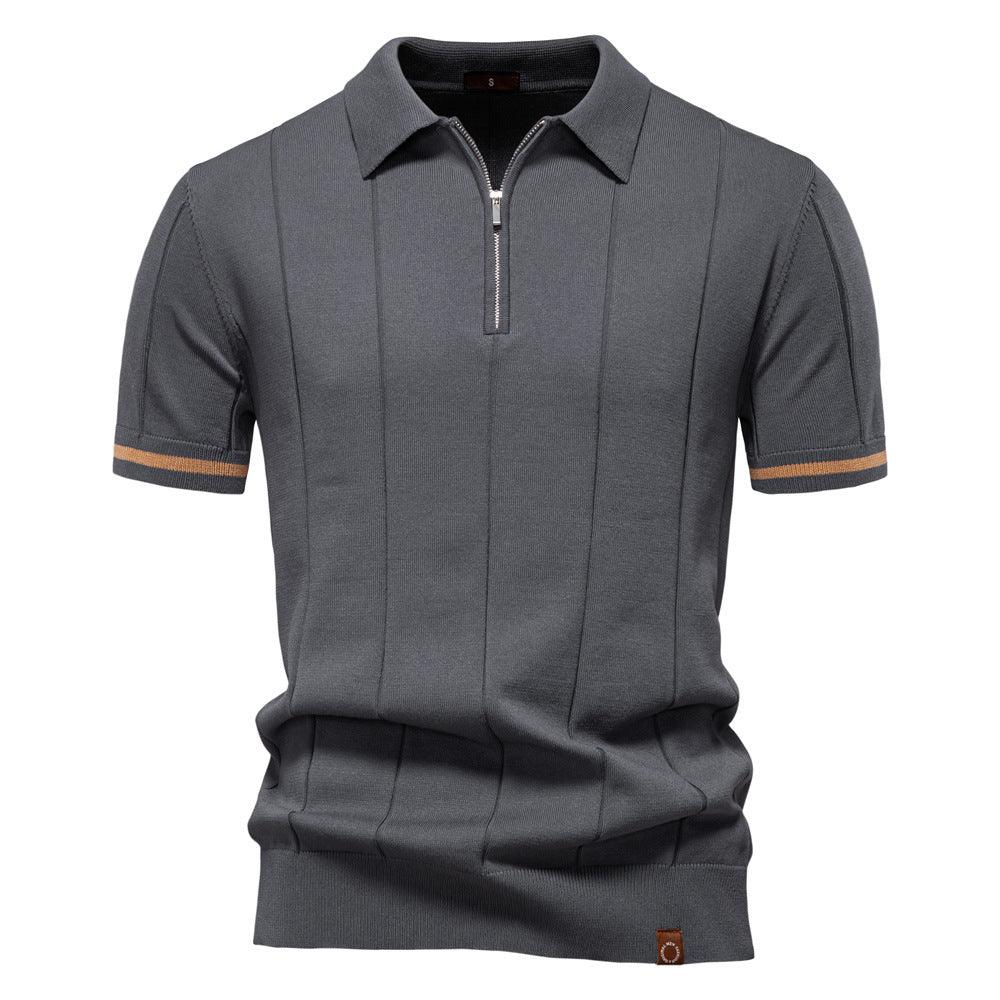 Peter | Men's Half Zip Textured Knit Polo Shirt