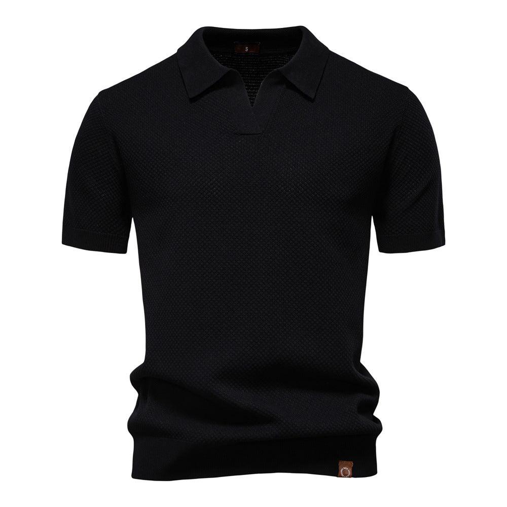 Harry | Men's Waffle Knit Johnny Collar Polo Shirt