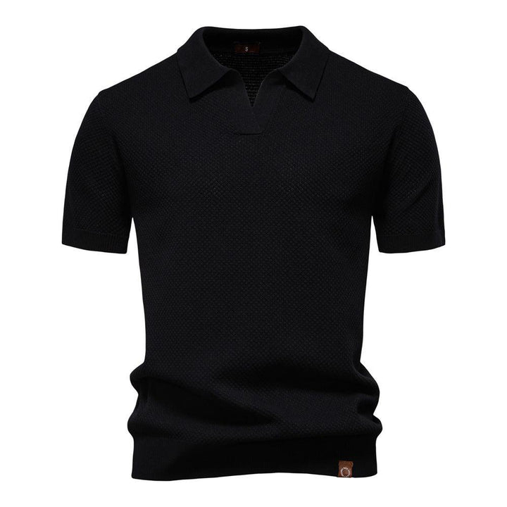 Harry | Men's Waffle Knit Johnny Collar Polo Shirt