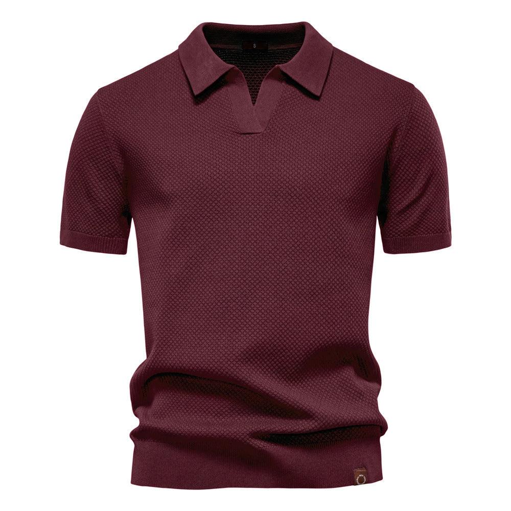Harry | Men's Waffle Knit Johnny Collar Polo Shirt
