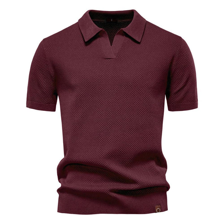 Harry | Men's Waffle Knit Johnny Collar Polo Shirt