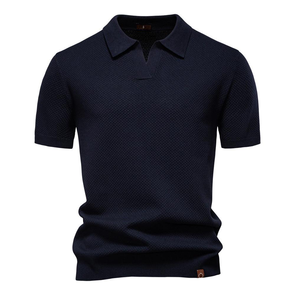 Harry | Men's Waffle Knit Johnny Collar Polo Shirt