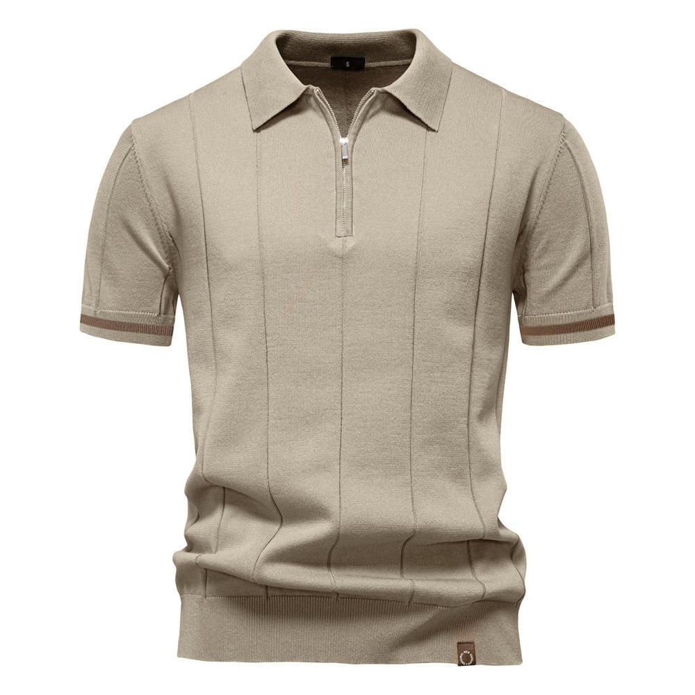 Peter | Men's Half Zip Textured Knit Polo Shirt
