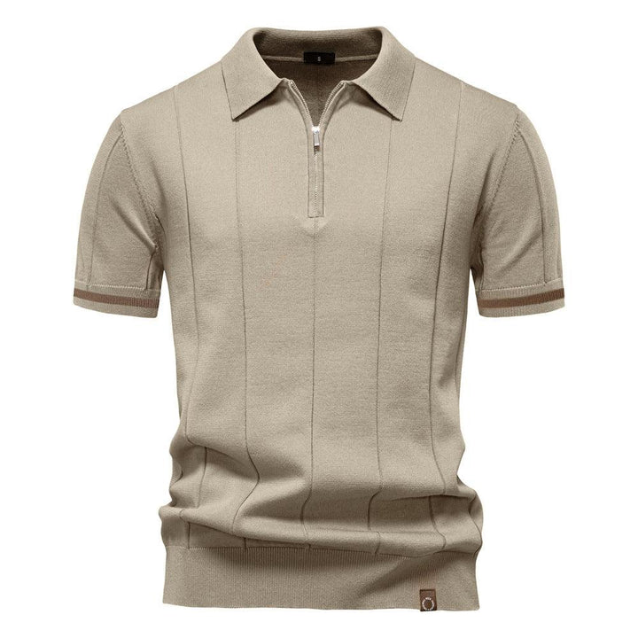 Peter | Men's Half Zip Textured Knit Polo Shirt