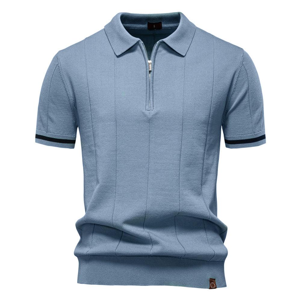 Peter | Men's Half Zip Textured Knit Polo Shirt – Grand Fiore London