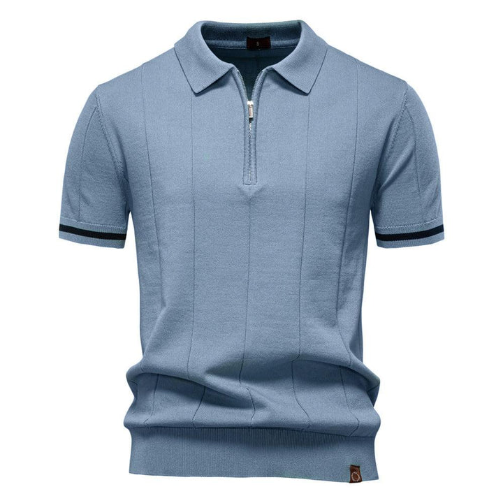 Peter | Men's Half Zip Textured Knit Polo Shirt