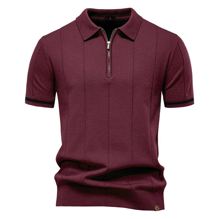 Peter | Men's Half Zip Textured Knit Polo Shirt