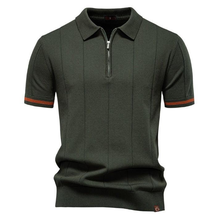 Peter | Men's Half Zip Textured Knit Polo Shirt