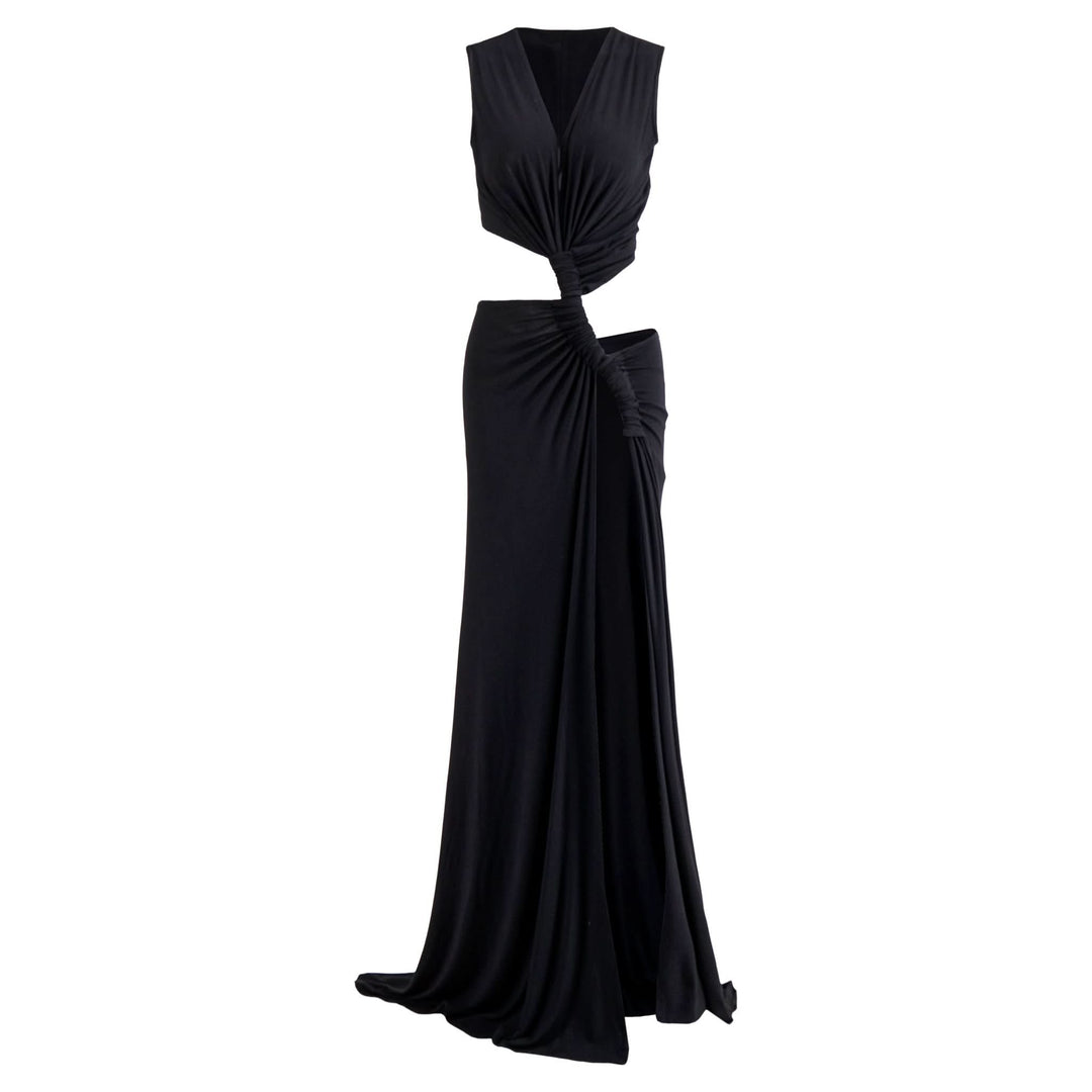 Women's Wedding Guest Cutout V Neck Slit Maxi Dress